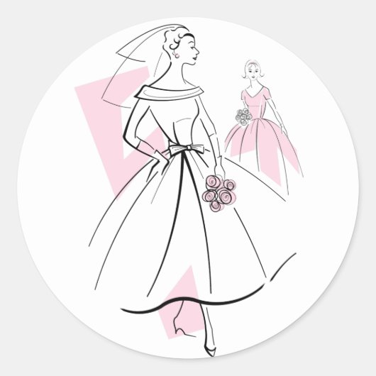 Mode Bride Pink Group sticker ronde (Voorkant)
