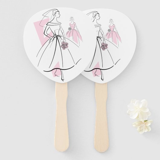 Mode Bride Pink Group ventilatorpeddel Handwaaier (Voorkant en achterkant)