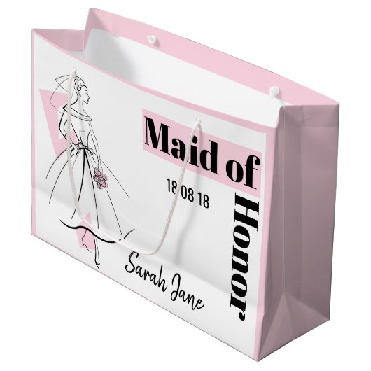 Mode Bride Pink Maid of Honor Grote Roze Groot Cadeauzakje (Voorkant Gekanteld)