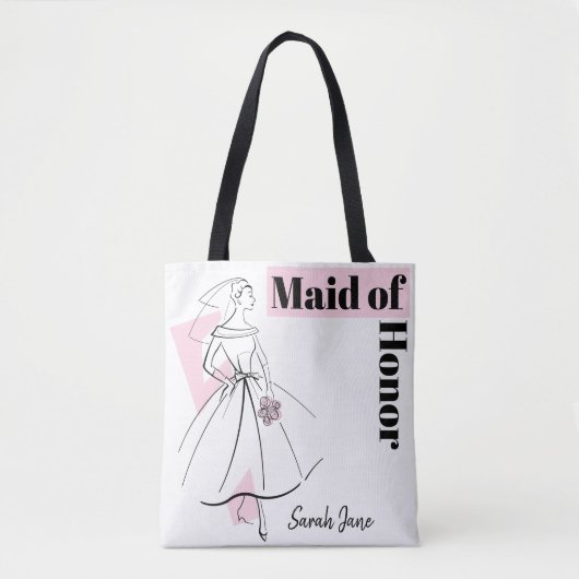 Mode Bride Pink Maid of Honor Name tas (Voorkant)