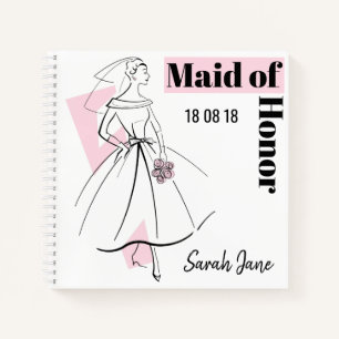 Mode Bride Pink Maid of Honor notitieboek square