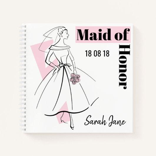 Mode Bride Pink Maid of Honor notitieboek square (Voorkant)
