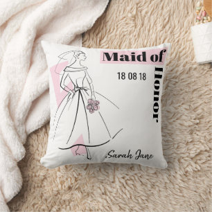 Mode Bride Pink Maid of Honor roze terug Kussen