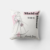 Mode Bride Pink Maid of Honor roze terug Kussen (Voorkant)
