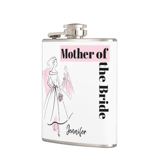 Mode Bride Pink Moeder van de Bride Name kolf Heupfles (Links)