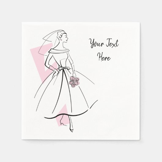 Mode Bride Pink Text paper inapkins Servet (Voorkant)