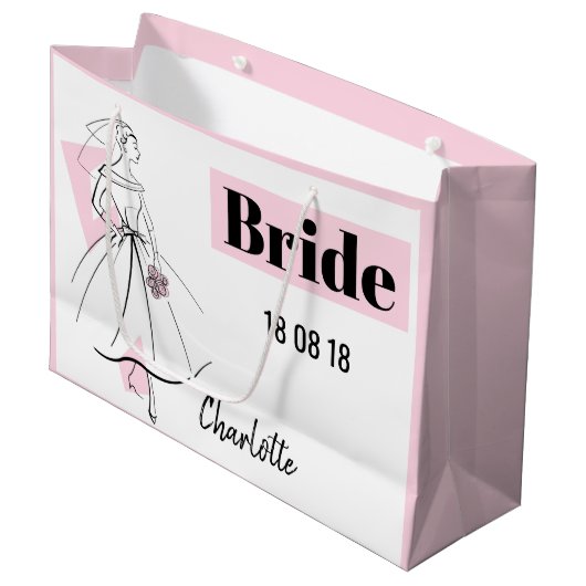 Mode Bride Roze bride cadeau grote roze tas Groot Cadeauzakje (Voorkant Gekanteld)