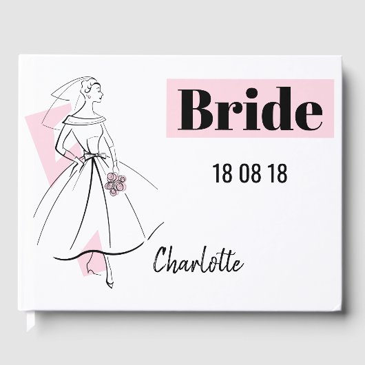 Mode Bride Roze Bride Datum Naam Gastboek Gastenboek (Voorkant)