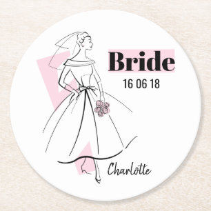 Mode Bride Roze Bride Datum Naam onderzetter