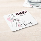 Mode Bride Roze Bride Datum Naam onderzetter (Schuin)