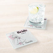 Mode Bride Roze Bride Datum Naam onderzetter glas (Schuin)