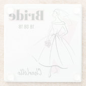 Mode Bride Roze Bride Datum Naam onderzetter glas (Achterkant)