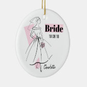 Mode Bride Roze Bride Datum Naam ornament (Rechts)