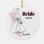 Mode Bride Roze Bride Datum Naam ornament (Voorkant)
