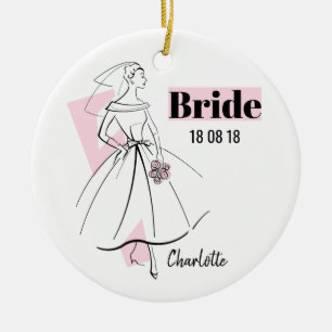 Mode Bride Roze Bride Datum Naam ornament