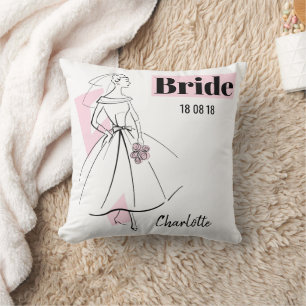 Mode Bride Roze Bride Datum Naam roze terug Kussen