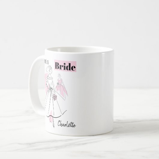 Mode Bride roze bride Groep Datum Naam 2 kanten Koffiemok (Voorkant links)