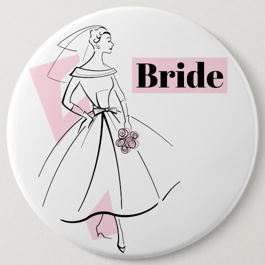 Mode Bride roze bride knoop Ronde Button 6,0 Cm (Voorkant)