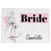Mode Bride Roze bride Naam cadeau grote roze tas Groot Cadeauzakje (Achterkant)