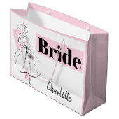 Mode Bride Roze bride Naam cadeau grote roze tas Groot Cadeauzakje (Voorkant Gekanteld)