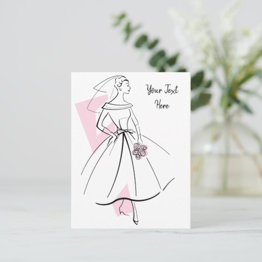 Mode Bride Roze briefkaart (Staand voorkant)
