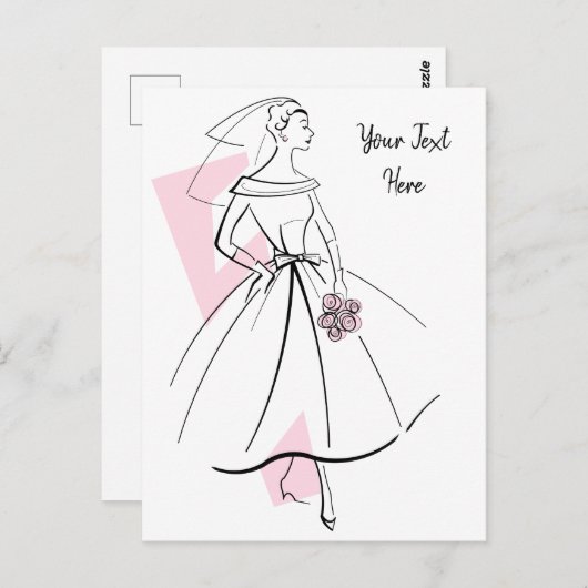 Mode Bride Roze briefkaart (Voorkant / Achterkant)