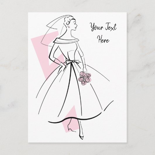 Mode Bride Roze briefkaart (Voorkant)