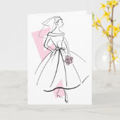 Mode Bride Roze de groetkaart van de Tekst Kaart (Gele Bloem)