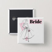 Mode Bride Roze de knoopvierkant van de Bride Vierkante Button 5,1 Cm (Voorkant /achterkant)