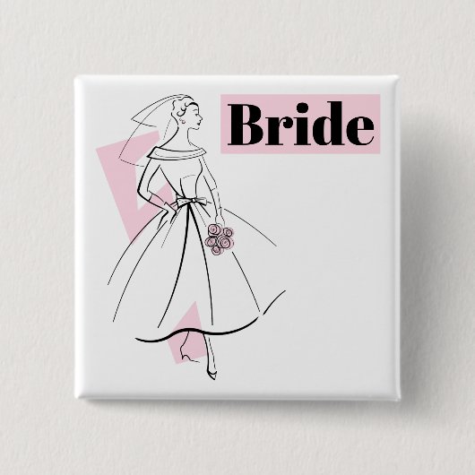 Mode Bride Roze de knoopvierkant van de Bride Vierkante Button 5,1 Cm (Voorkant)