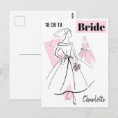 Mode Bride Roze Groep Datum briefkaart Naam (Voorkant / Achterkant)