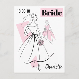 Mode Bride Roze Groep Datum briefkaart Naam