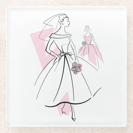 Mode Bride Roze Groep onderzetter glas (Voorkant)