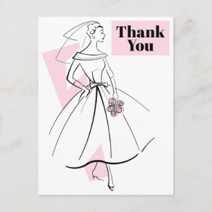 Mode Bride Roze Hartelijk dank briefkaart