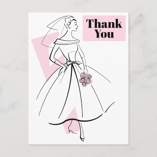 Mode Bride Roze Hartelijk dank briefkaart (Voorkant)