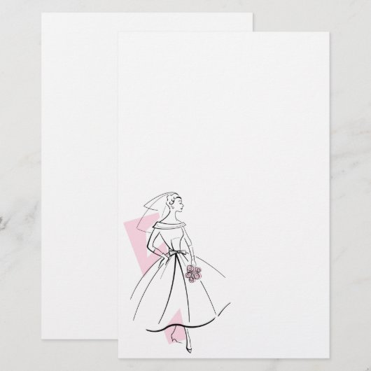 Mode Bride Roze kantoorbenodigdheden Briefpapier (Voorkant / Achterkant)