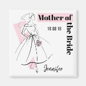 Mode Bride Roze Moeder Bride Datum Naam vierkant Magneet (Voorkant)