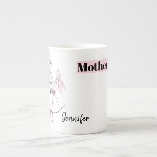 Mode Bride Roze Moeder Bride Naam Bot Porselein Kop (Voorkant)