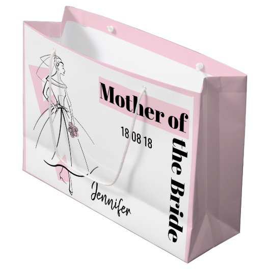 Mode Bride Roze Moeder van de Bride grote roze Groot Cadeauzakje (Voorkant Gekanteld)