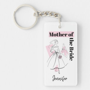 Mode Bride Roze Moeder van de Bride rechthoek Sleutelhanger