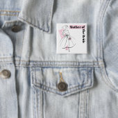 Mode Bride Roze Moeder van het Bride-plein Vierkante Button 5,1 Cm (In situ)