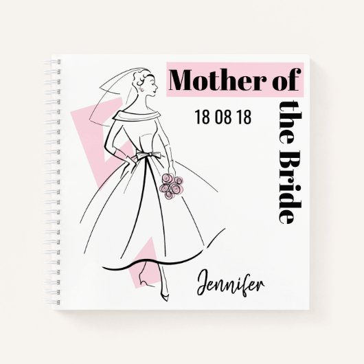 Mode Bride Roze Moeder van het vierkant van het no Notitieboek (Voorkant)