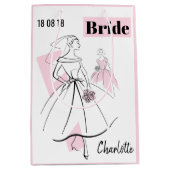 Mode Bride Roze Naam Datum cadeautas medium roze (Voorkant)