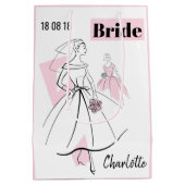 Mode Bride Roze Naam Datum cadeautas medium roze (Achterkant)