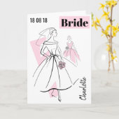Mode Bride Roze Naam Datum greetcard Kaart (Gele Bloem)