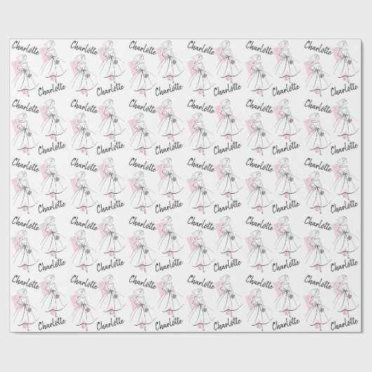 Mode Bride Roze Naam omslagpapier Cadeaupapier (Vlak)