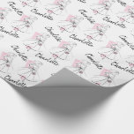 Mode Bride Roze Naam omslagpapier Cadeaupapier<br><div class="desc">Een ontwerp met een middeleeuwse stijl met een retrotouch met lijntekeningen van een bruid in roze en wit op een witte achtergrond. Geïnspireerd door kledingpatronen en illustraties van de mode uit de jaren '50 en '60. Een aanpasbaar ontwerp dat u kunt aanpassen aan uw eigen tekst, afbeeldingen en ideeën. Een...</div>