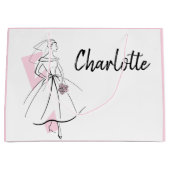 Mode Bride Roze naamzak grote roze Groot Cadeauzakje (Voorkant)