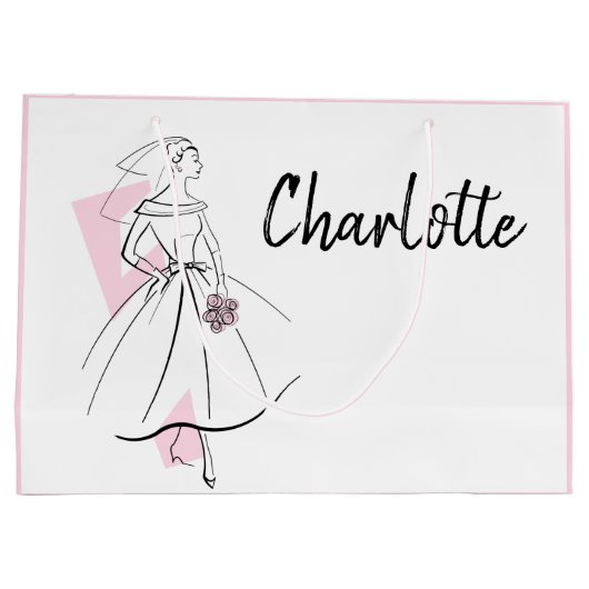 Mode Bride Roze naamzak grote roze Groot Cadeauzakje (Achterkant)