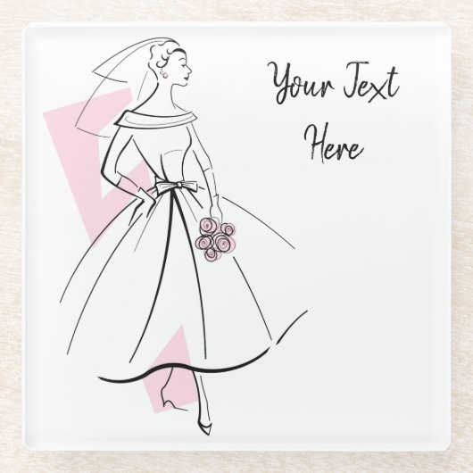 Mode Bride Roze onderzetter glas (Voorkant)